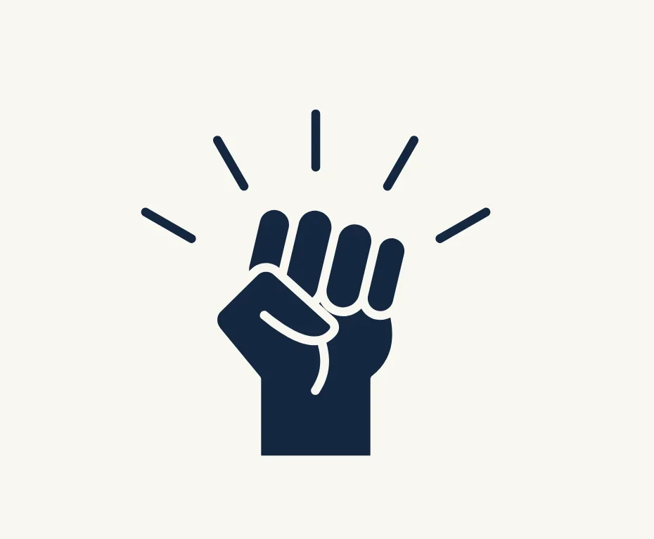 Ícone de punho fechado erguido, representando força, superação e resistência.